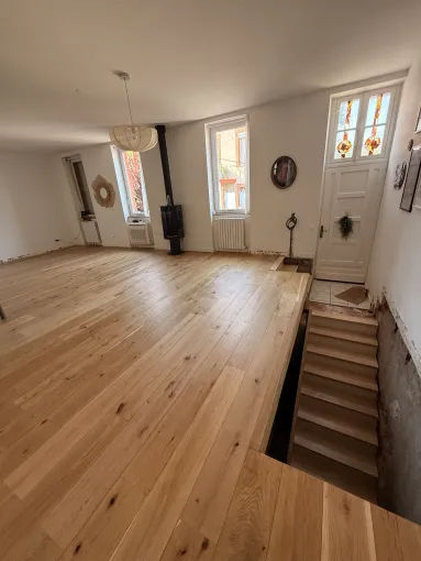 Pose de parquet sur ancienne cheminée à ramonville , Toulouse, Renovaz