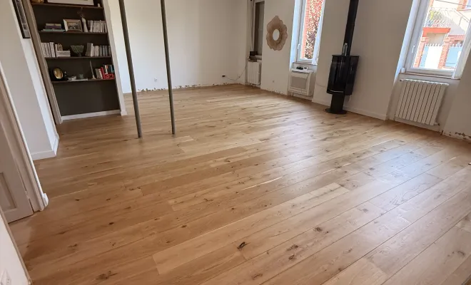 Pose de parquet sur ancienne cheminée à ramonville , Toulouse, Renovaz